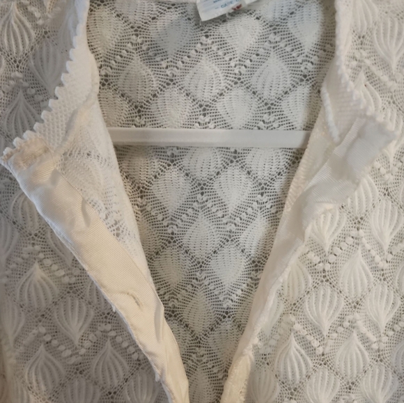 Vintage Cardigan 60s 50s DeMura 100% Acrylic Sz 42 White Cottage Core Coquette - Picture 10 of 10